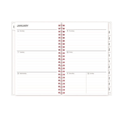 Joselyn Weekly/Monthly Planner, Floral Artwork, 8 x 5, Pink/Peach/Black Cover, 12-Month (Jan to Dec): 2025