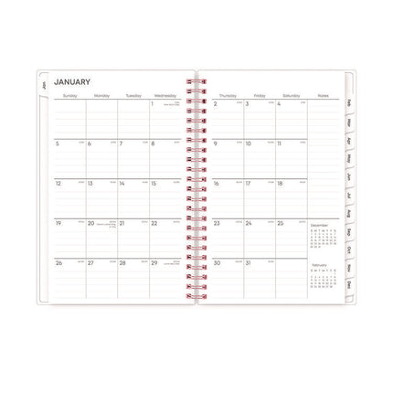 Joselyn Weekly/Monthly Planner, Floral Artwork, 8 x 5, Pink/Peach/Black Cover, 12-Month (Jan to Dec): 2025