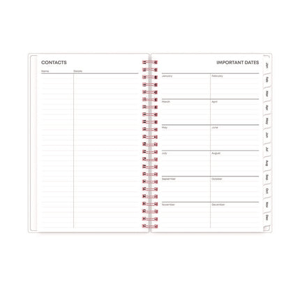 Joselyn Weekly/Monthly Planner, Floral Artwork, 8 x 5, Pink/Peach/Black Cover, 12-Month (Jan to Dec): 2025