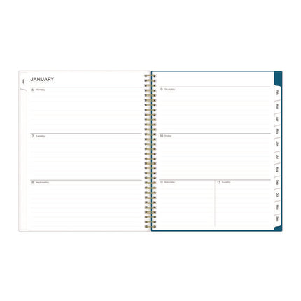 Bakah Blue Weekly/Monthly Planner, Floral Artwork, 11 x 8.5, Blue/White Cover, 12-Month (Jan to Dec): 2025