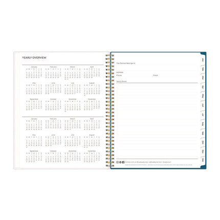 Bakah Blue Weekly/Monthly Planner, Floral Artwork, 11 x 8.5, Blue/White Cover, 12-Month (Jan to Dec): 2025