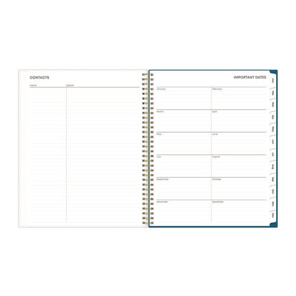 Bakah Blue Weekly/Monthly Planner, Floral Artwork, 11 x 8.5, Blue/White Cover, 12-Month (Jan to Dec): 2025