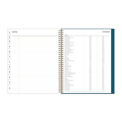 Bakah Blue Weekly/Monthly Planner, Floral Artwork, 11 x 8.5, Blue/White Cover, 12-Month (Jan to Dec): 2025
