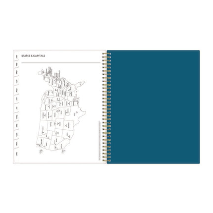 Bakah Blue Weekly/Monthly Planner, Floral Artwork, 11 x 8.5, Blue/White Cover, 12-Month (Jan to Dec): 2025