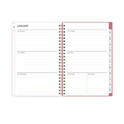 Fly By Frosted Weekly/Monthly Planner, Butterflies Artwork, 8 x 5, Blush/Pink Cover, 12-Month (Jan to Dec): 2025