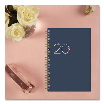 Ashlyn Weekly/Monthly Planner, Floral Artwork, 8 x 5, Navy/Multicolor Cover, 12-Month (Jan to Dec): 2025