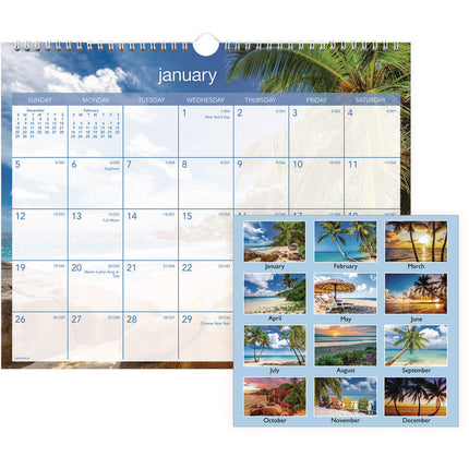 Tropical Escape Wall Calendar, Tropical Escape Photography, 15 x 12, Pale Blue/Multicolor Sheets, 12-Month (Jan to Dec): 2025