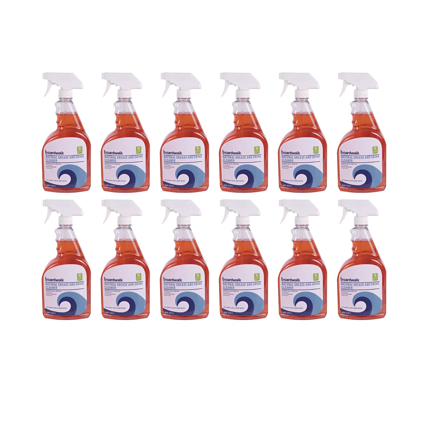 Natural Grease and Grime Cleaner, Unscented, 32 oz Spray Bottle, 12/Carton