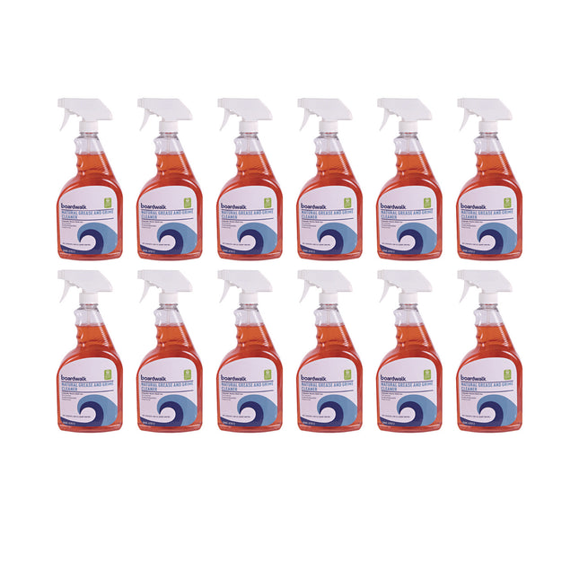 Natural Grease and Grime Cleaner, Unscented, 32 oz Spray Bottle, 12/Carton