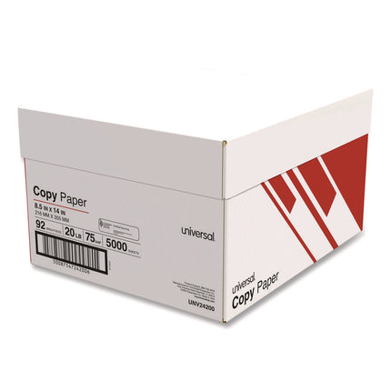 Legal Size Copy Paper, 92 Bright, 20 lb Bond Weight, 8.5 x 14, White, 500 Sheets/Ream, 10 Reams/Carton, 30 Cartons/Pallet