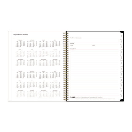 Nevaeh Weekly/Monthly Planner, Floral Artwork, 11 x 8.5, Black/Multicolor Cover, 12-Month (Jan to Dec): 2025