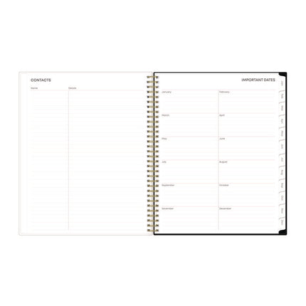 Nevaeh Weekly/Monthly Planner, Floral Artwork, 11 x 8.5, Black/Multicolor Cover, 12-Month (Jan to Dec): 2025
