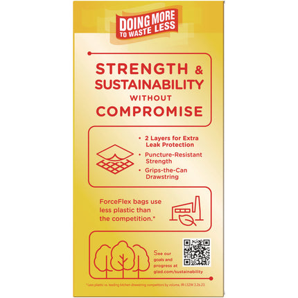 ForceFlex Kitchen Drawstring Trash Bags, 13 gal, Gain Fresh Clean Scent, 24 x 27.38, White, 40 Bags/Box, 6 Boxes/Carton