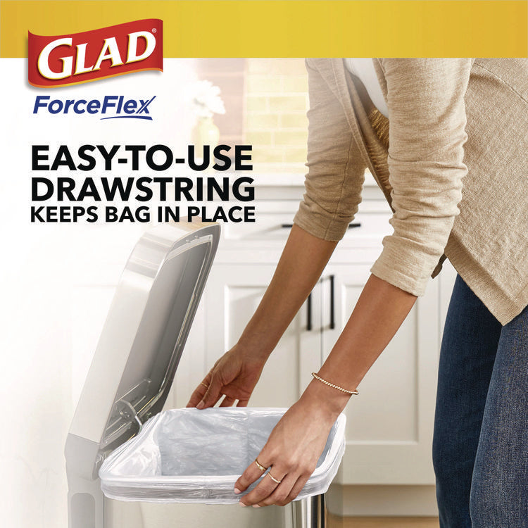 ForceFlex Kitchen Drawstring Trash Bags, 13 gal, Gain Fresh Clean Scent, 24 x 27.38, White, 40 Bags/Box, 6 Boxes/Carton