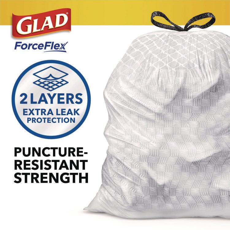 ForceFlex Kitchen Drawstring Trash Bags, 13 gal, Gain Original Scent, 24" x 27.38", White, 80 Bags/Box, 3 Boxes/Carton