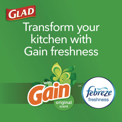 ForceFlex Kitchen Drawstring Trash Bags, 13 gal, Gain Original Scent, 24" x 27.38", White, 80 Bags/Box, 3 Boxes/Carton
