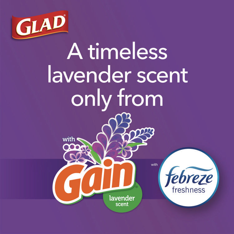 ForceFlex Kitchen Drawstring Trash Bags, 13 gal, Gain Lavender with Febreze Freshness, 24 x 27.38, White, 80/Box