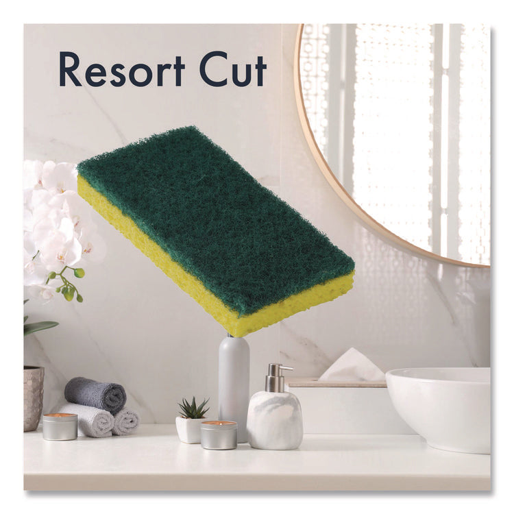 Resort Cut Scrub Sponge, Medium Duty, 6.25 x 3.18, Green/Yellow, 40/Carton