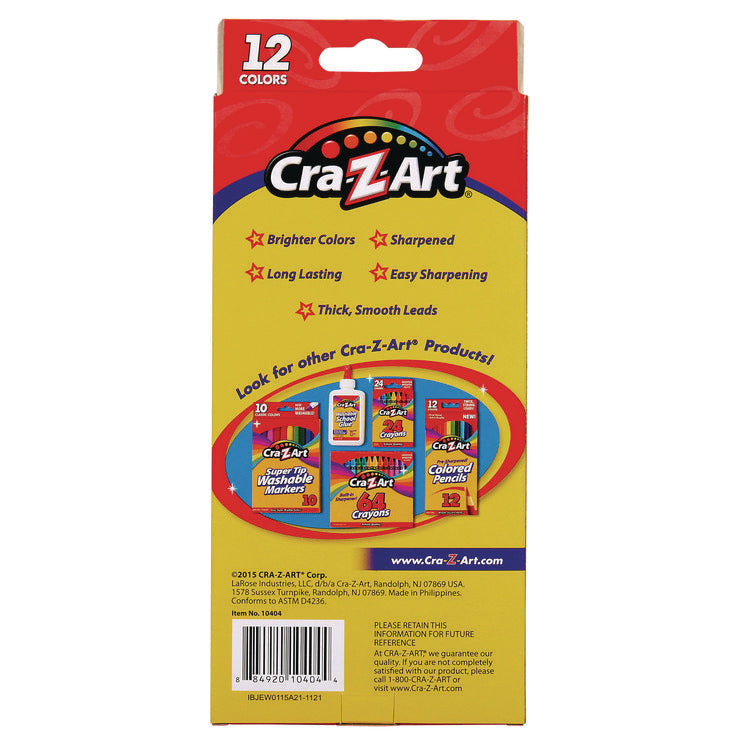 Colored Pencils, 12 Assorted Lead and Barrel Colors, 12/Set
