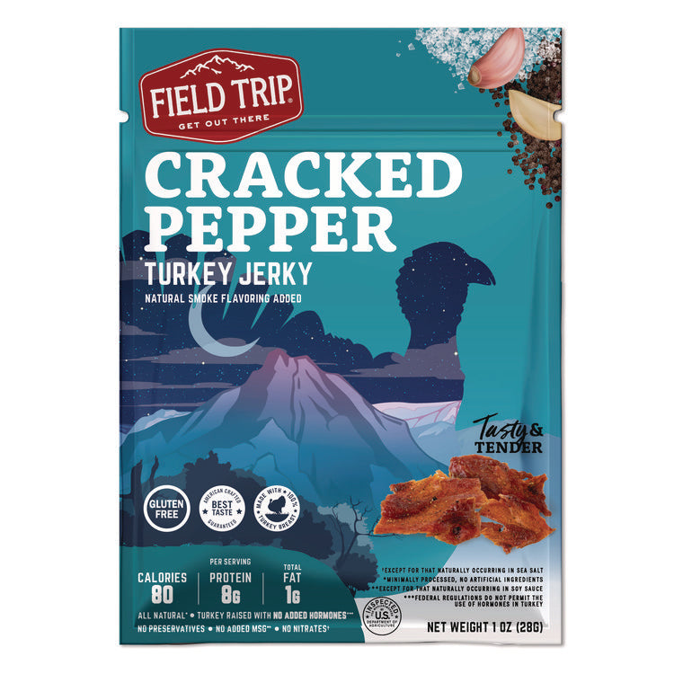 Turkey Jerky, Cracked Pepper Turkey, 1 oz Bag, 12 Bags/Carton