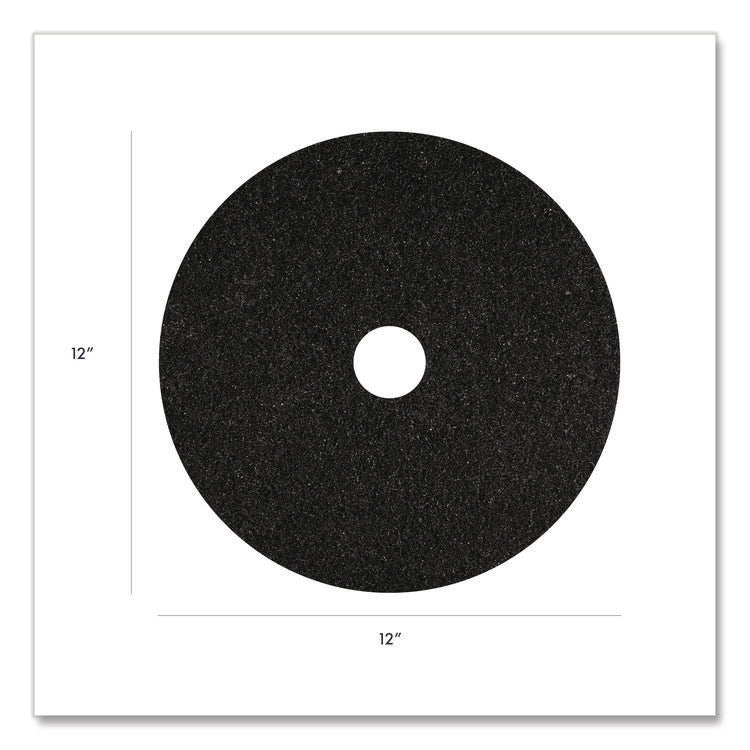 Stripping Pads, 12" Diameter, Black, 5/Carton