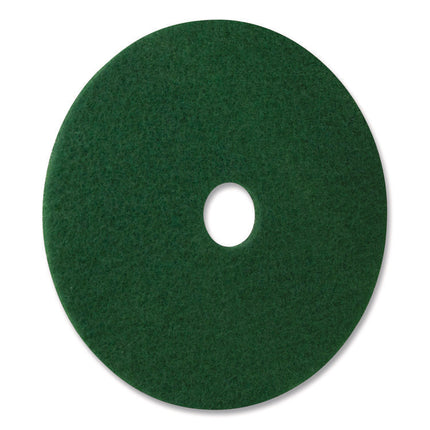 Scrubbing Pads, 12" Diameter, Green, 5/Carton