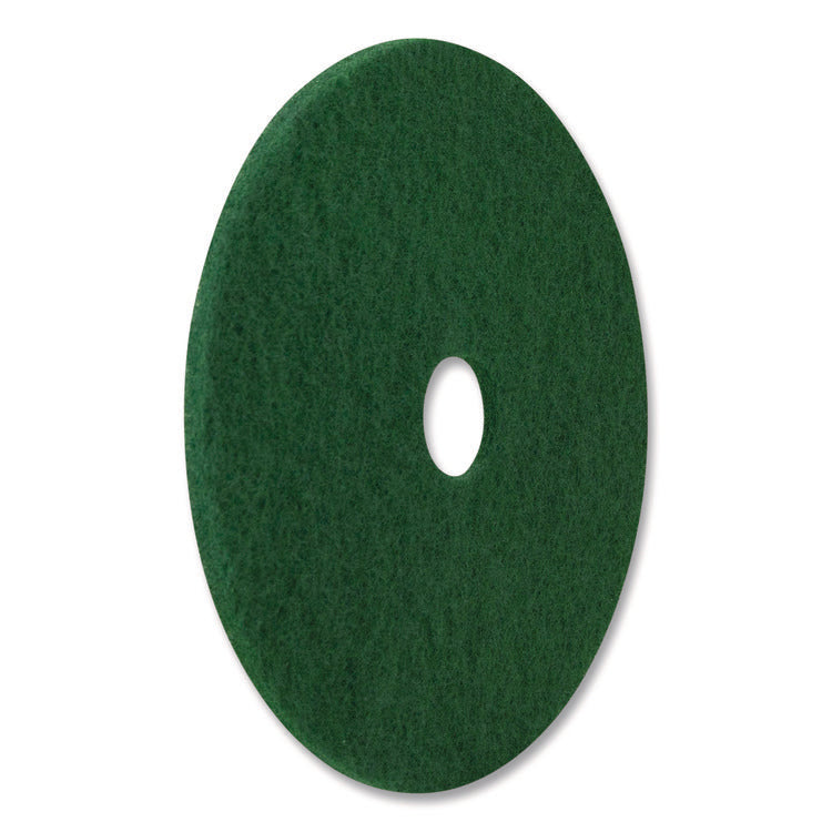 Scrubbing Pads, 12" Diameter, Green, 5/Carton