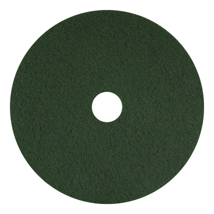 Scrubbing Pads, 12" Diameter, Green, 5/Carton