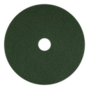 Scrubbing Pads, 12" Diameter, Green, 5/Carton