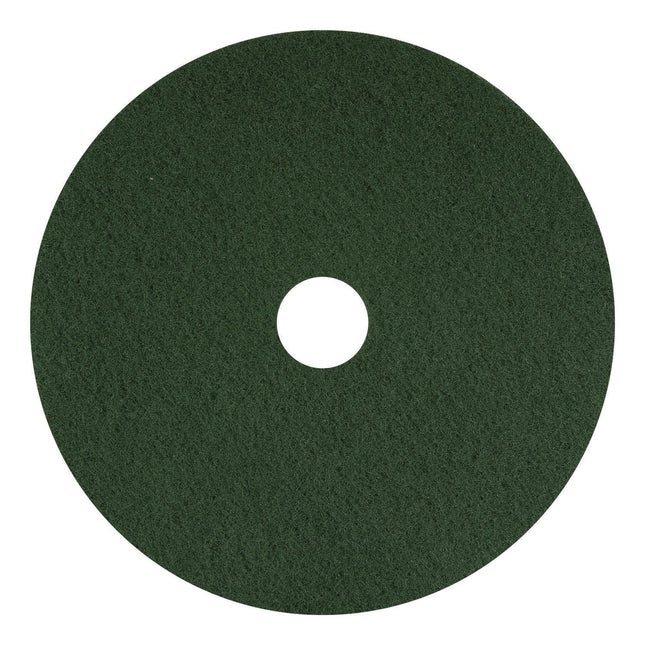 Scrubbing Pads, 16" Diameter, Green, 5/Carton