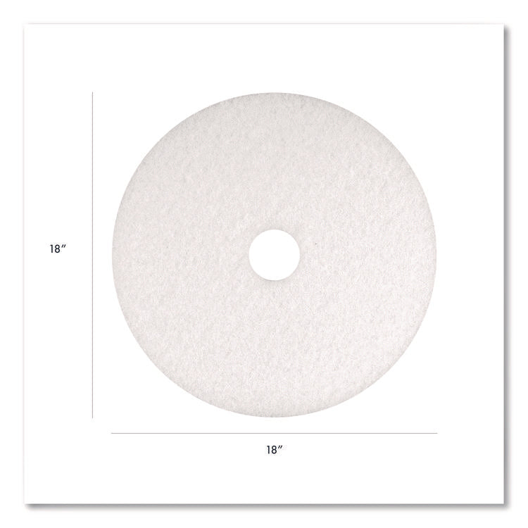 Polishing Pads, 18" Diameter, White, 5/Carton