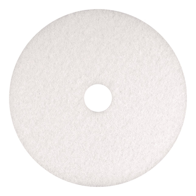 Polishing Pads, 18" Diameter, White, 5/Carton