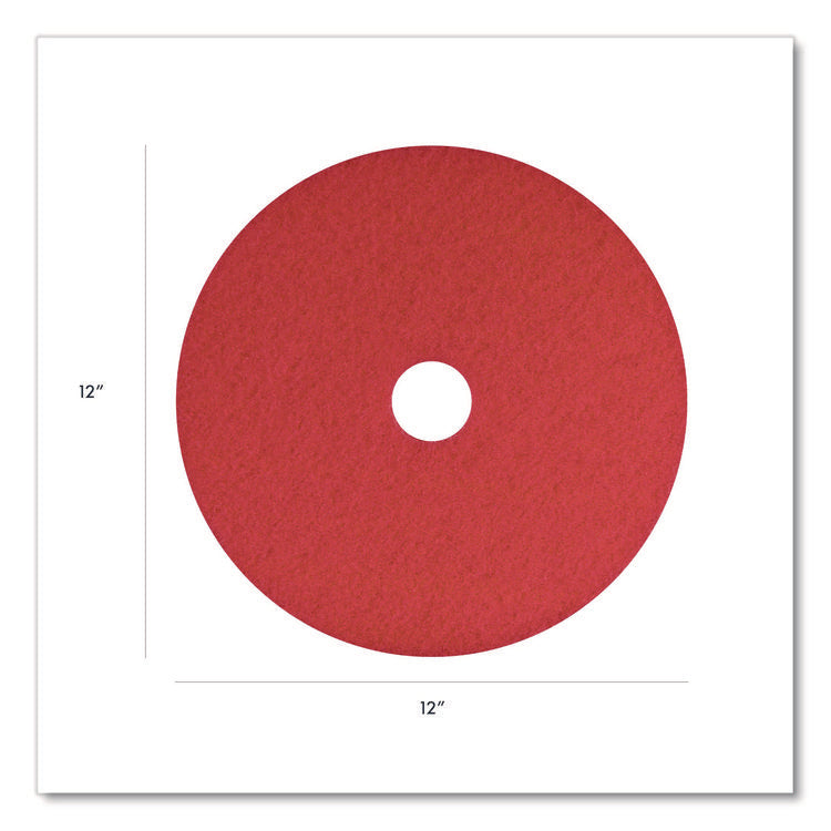 Buffing Pads, 12" Diameter, Red, 5/Carton