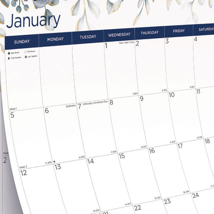12-Month Colorful Wall Calendar, Floral Artwork, 12 x 17, White Sheets, 12-Month (Jan to Dec): 2025