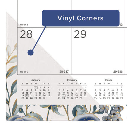 Monthly Desk Pad Calendar, Floral Artwork, 22 x 17, Black Binding, Clear Corners, 12-Month (Jan-Dec): 2025