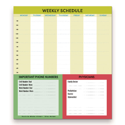 Fridge Planner Magnetized Monthly Calendar with Pads + Pencil, 14 x 13.5, Yellow/Green Sheets, 17-Month: Aug 2024 to Dec 2025