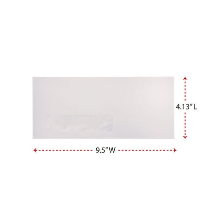Open-Side Business Envelope, 1 Window, #10, Commercial Flap, Gummed Closure, 4.13 x 9.5, White, 500/Box