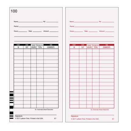 Time Clock Cards For Lathem Time 7000e, Two Sides, 3.5 X 7.25, 100/pack