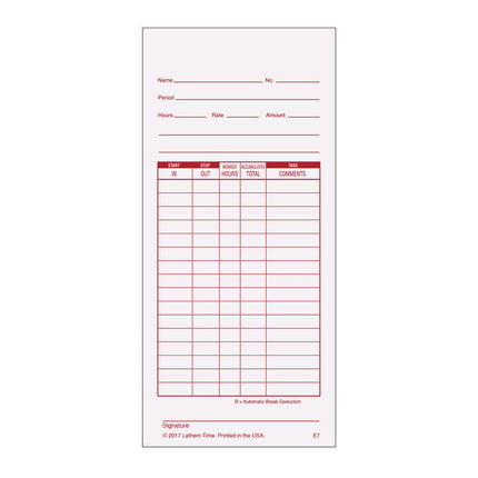 Time Clock Cards For Lathem Time 7000e, Two Sides, 3.5 X 7.25, 100/pack