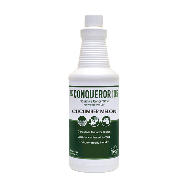 Bio Conqueror 105 Enzymatic Odor Counteractant Concentrate, Cucumber-Melon, 1 qt Bottle, 12/Carton