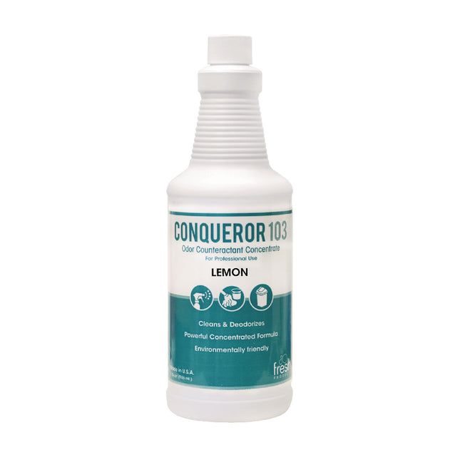 Conqueror 103 Odor Counteractant Concentrate, Lemon, 32 Oz Bottle, 12/carton