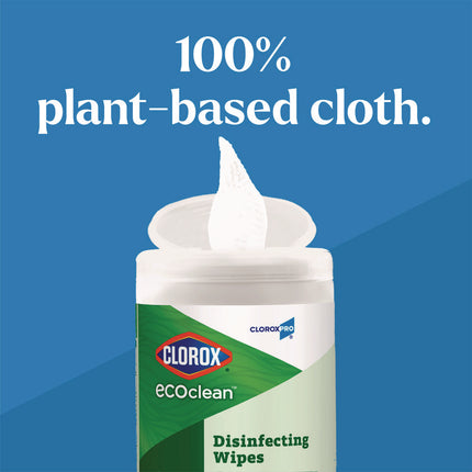 CloroxPro EcoClean Disinfecting Wipes, 1-Ply, 8 x 7, Unscented, White, 75 Count, 6/Carton