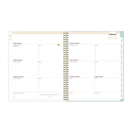 Day Designer Secret Garden Mint Frosted Weekly/Monthly Planner, Floral Artwork, 11 x 8.5, 12-Month (Jan to Dec): 2025