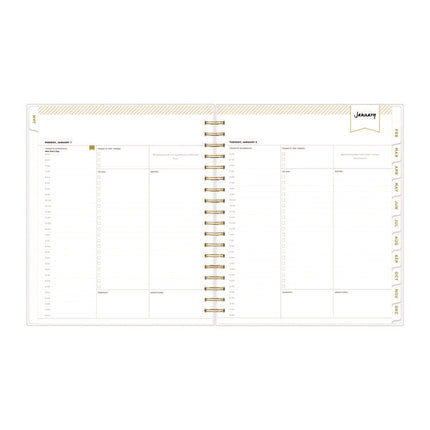Day Designer Navy Stripe Daily/Monthly Planner, Horizontal Stripe Artwork, 10 x 8, Navy/White Cover, 12-Month (Jan-Dec): 2025