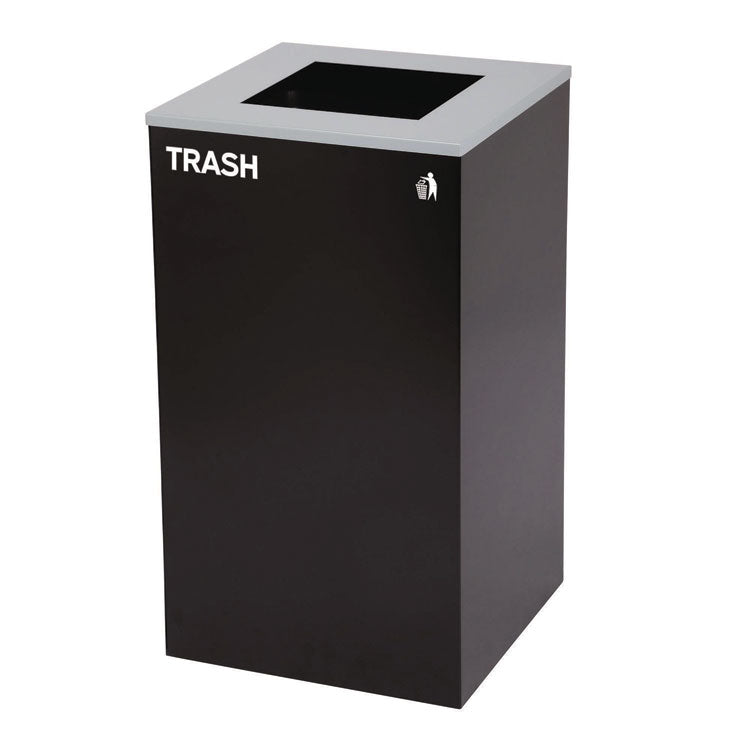 29 Gallon Trash/Recycling Cans, Steel, Blue Recycling Can with Square Lid, Black Trash Can with Square Lid