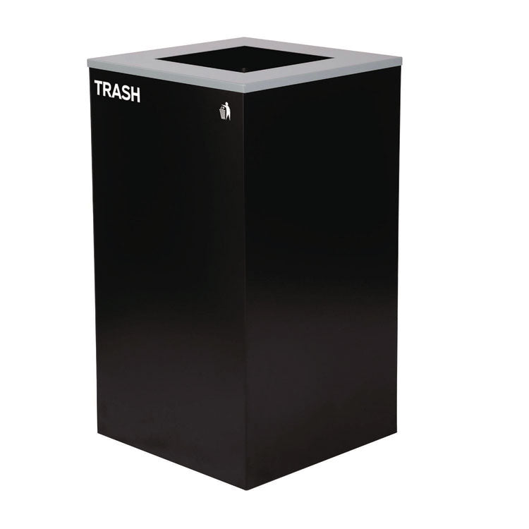 29 Gallon Trash/Recycling Cans, Steel, Blue Recycling Can with Square Lid, Black Trash Can with Square Lid