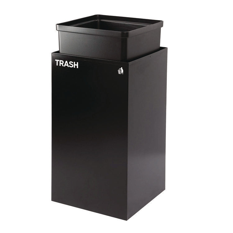 29 Gallon Trash/Recycling Cans, Steel, Green Recycling Can with Square Lid, Black Trash Can with Square Lid