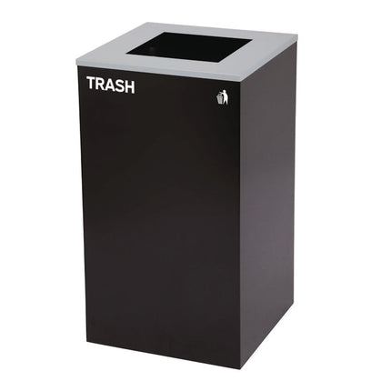 29 Gallon Trash/Recycling Cans, Steel, Green Recycling Can with Square Lid, Black Trash Can with Square Lid