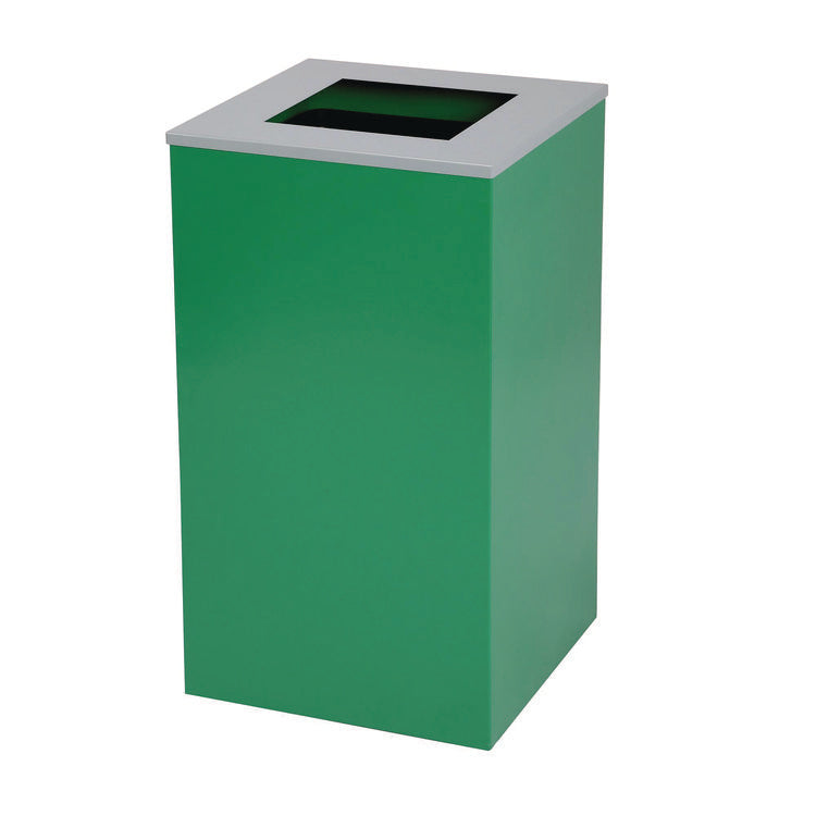 29 Gallon Trash/Recycling Cans, Steel, Green Recycling Can with Square Lid, Black Trash Can with Square Lid