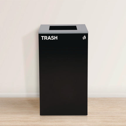 29 Gallon Trash/Recycling Cans, Steel, Green Recycling Can with Square Lid, Black Trash Can with Square Lid